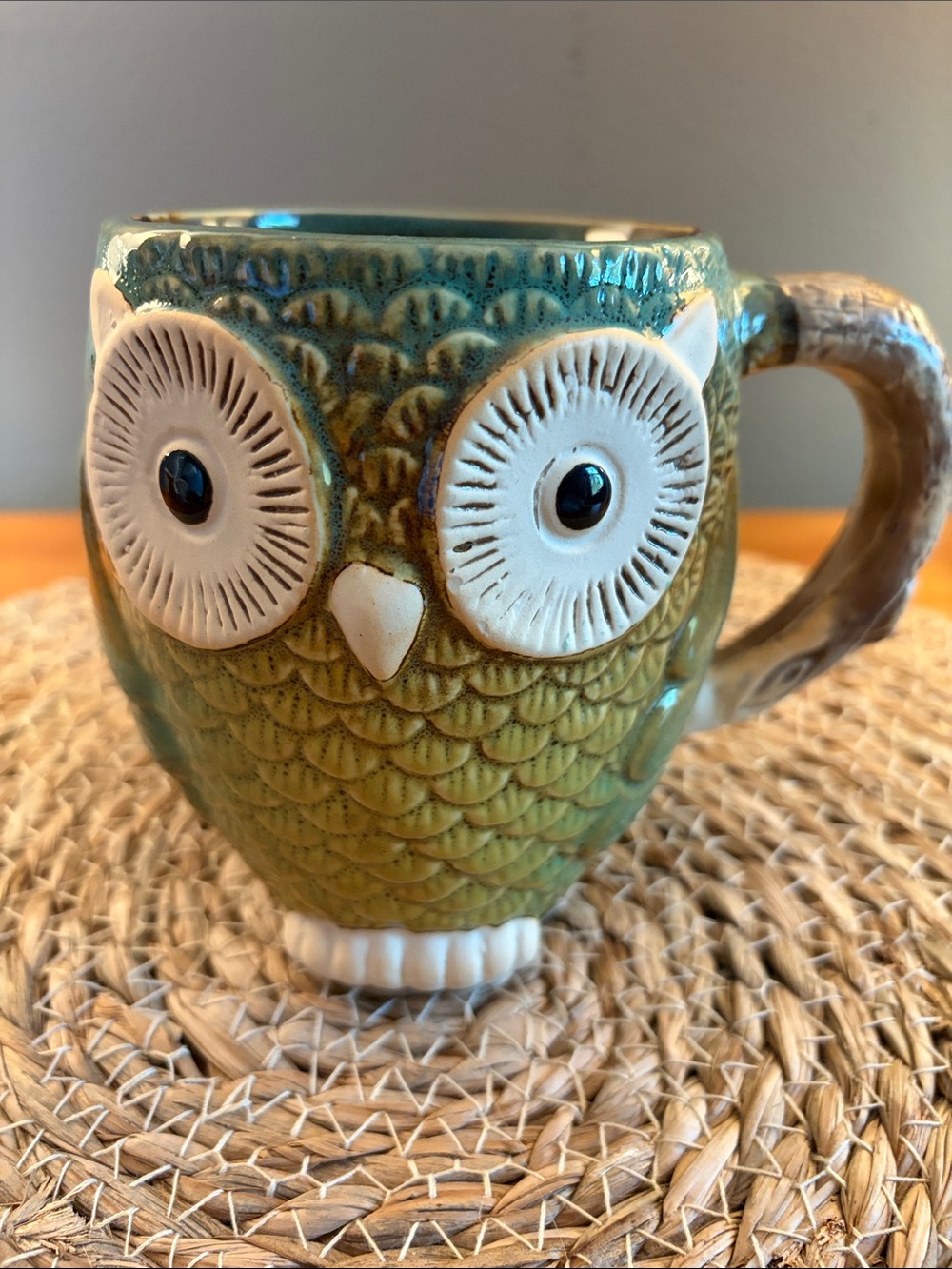 Ceramic Owl Mug Pacifica Blue Green Brown